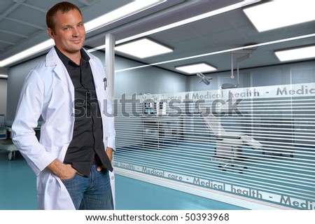 A young friendly doctor in a modern clinic