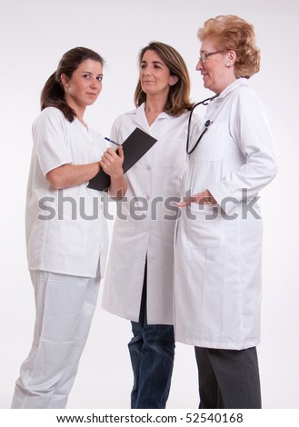 Medical staff team with a surgeon a practitioner and a nurse