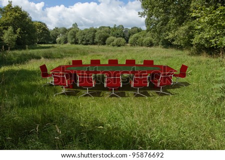 Meeting room in a country field