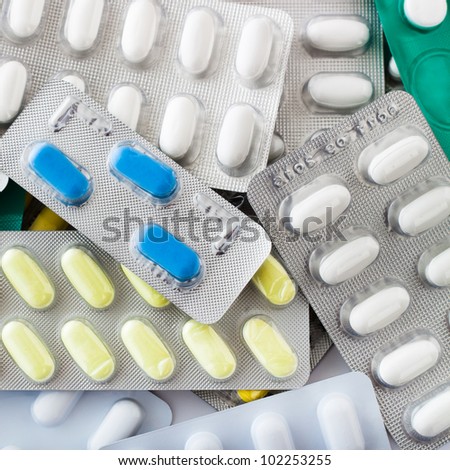 Close up of pills, tablets and capsules.