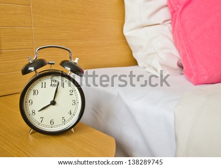 close up view of alarm-clock in morning bedroom environment