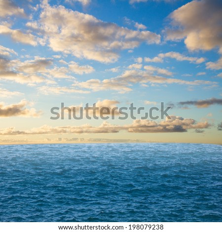 beautiful seascape with deep  ocean  waters and surise cloudscape