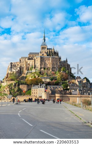 road to Abbey of Mont Saint Michel,  Normandy, France