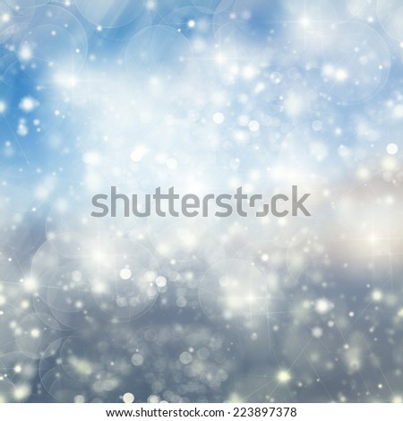 Blue Snow and Lights Festive background with light beams Blue Snow and Lights Festive background with light beams