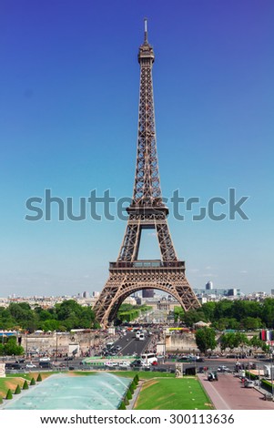 Eiffel Tower and Paris cityscape in summer day France Eiffel Tower and Paris cityscape in summer day France