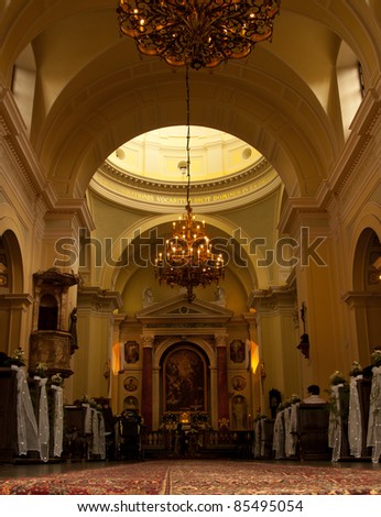 stock photo catholic church decorated for wedding