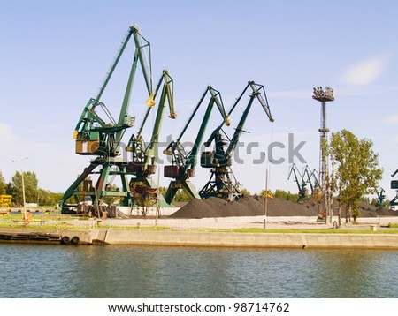 shipyard with gantry cranes in Gdansk, Poland