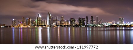 Buildings City Landscape San Diego California Waterfront Night Skyline from Coronado