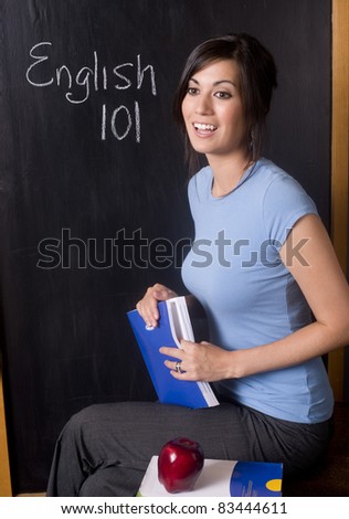 Teacher\'s Classroom English 101 Written on Blackboard Lecture Education