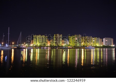 Night seaside resort in Cartagena, Spain