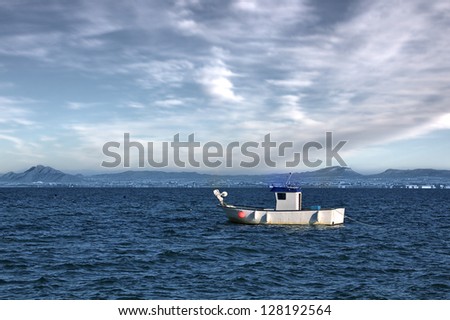 fishermen fishing in the sea in a small boat