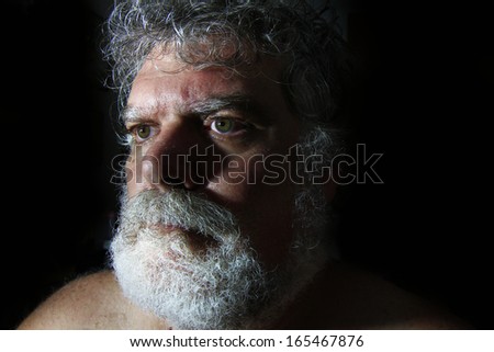 Mature bearded man with angry face