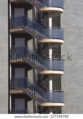 modern facade with exterior emergency staircase