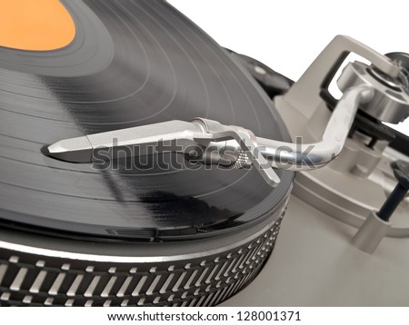 direct drive turntable, record and handle with cartridge