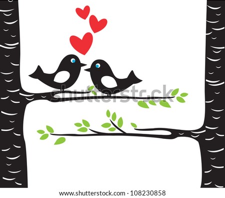 Love birds on tree