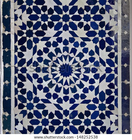 Moroccan tile pattern in a  riad Fes Morocco