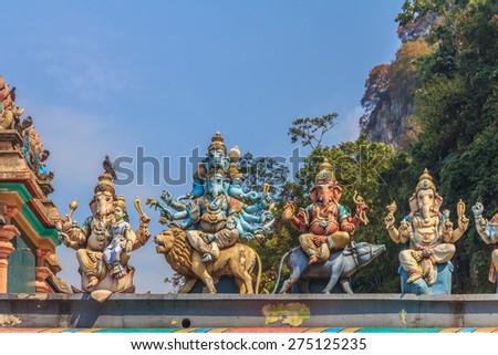 Hindu gods at the Batu Caves temple in Kuala Lumpur, Malaysia