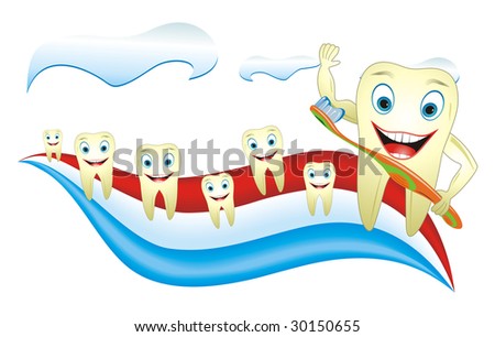 cartoon teeth smile. stock vector : Cartoon
