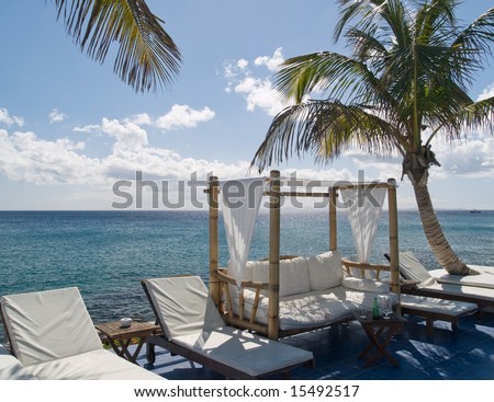 Comfortable, relaxing seating arrangement by the sea