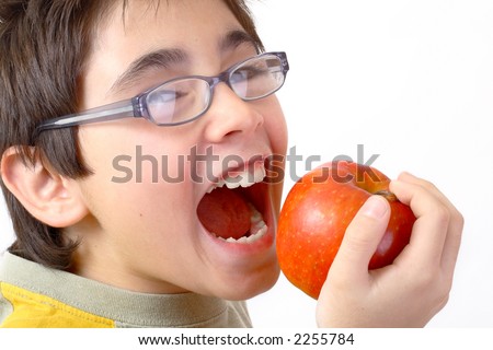 boy with brown hair and glasses. stock photo : oy with glasses
