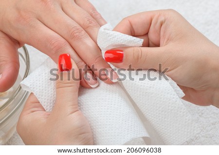 manicure doing in beauty salon