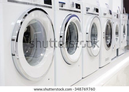 Washing machines, dryer and other domestic appliance equipment in the store