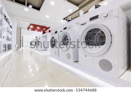 Washing machines, refrigerators and other home related appliance or equipment in the retail store showroom