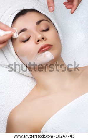 beauty salon series. cleaning off the facial mask