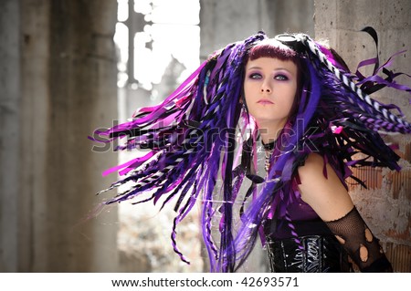 stock photo cyber gothic girl Save to a lightbox Please Login