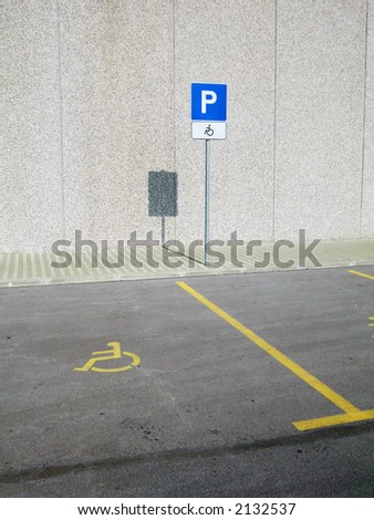 Parking place for invalid person at daylight