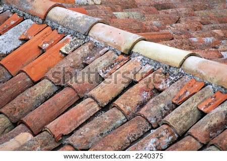 Part of home - old red tiled roof
