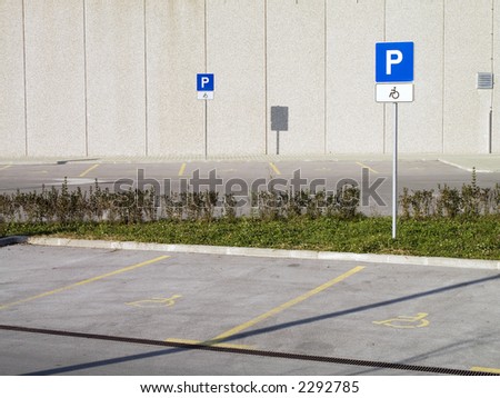 Parking place for invalid person cars in the city