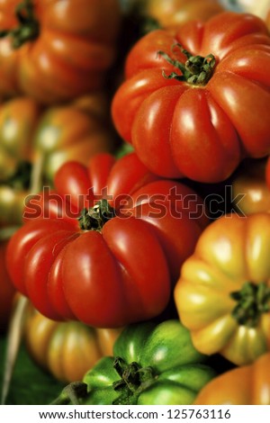 beefsteak tomatoes on stall market
