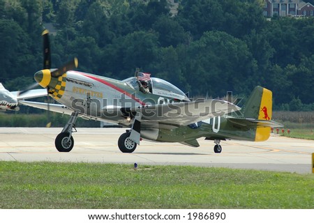 P-51 Mustang World War II airplane taxiing