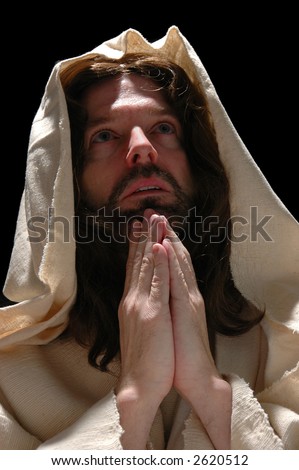 Portrait of Jesus in prayer with dark background