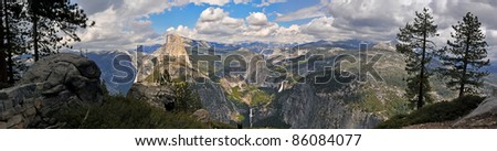 Panoramic View of the Valley of Yosemite in California taken from the Dome