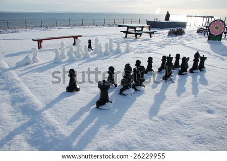 a chess set in a playground