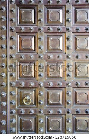 original brass door with handle  background, India