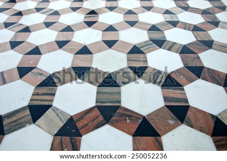 beautiful ornamental decorative marble floor background in asian temple, India