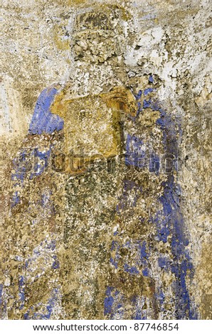old and cracked church wall painting background