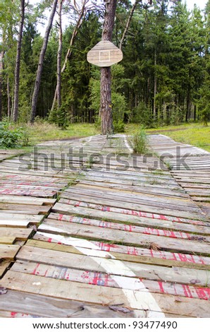primitive basketball field in the sea resort forest