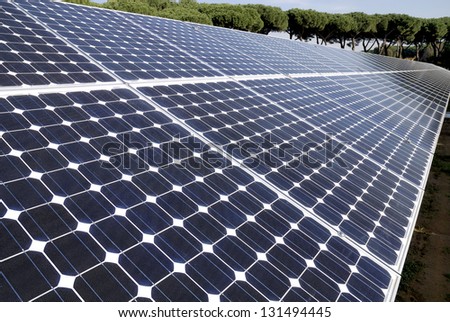 Solar panels in a photovoltaic power plant