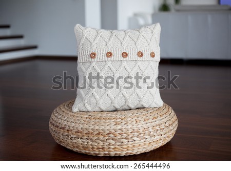 Cable knit ivory pillow cover
