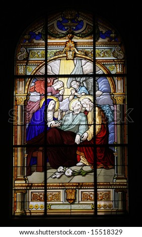 Stained-glass window of The Cathedral Basilica of St. Joseph in San Jose, Costa Rica