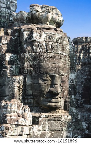Face of temple Bayon, 12-13 century, Angkor, Cambodia