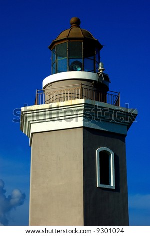 Old lighthouse in Bahia Sucia, Cabo Rojo, Puerto Rico. Typical spanish colonial architectural style.
