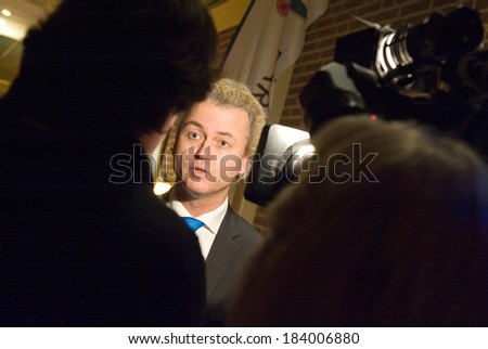 ENSCHEDE, NETHERLANDS - JAN 10: Political leader Geert Wilders of the Dutch center right party PVV is giving an interview for a local TV station, January 10, 2011 in the Netherlands
