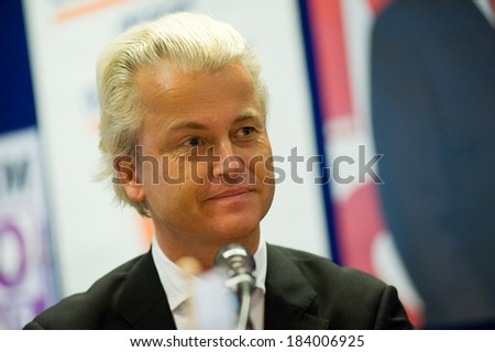 ENSCHEDE, NETHERLANDS - SEP 05: Political leader Geert Wilders of the Dutch center right party PVV during a radio interview, SEPTEMBER 05, 2012 in the Netherlands