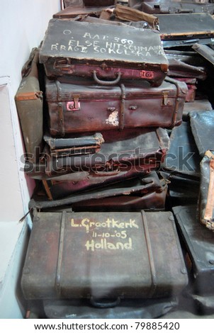 Suitcases who once belonged to jews and other prisoners in Auschwitz