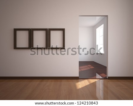 empty white wall with frames empty white wall with frames